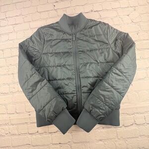 Lululemon Reversible Non-Stop Bomber Jacket Women 4 Jasper Green Quilted‎ Puffer